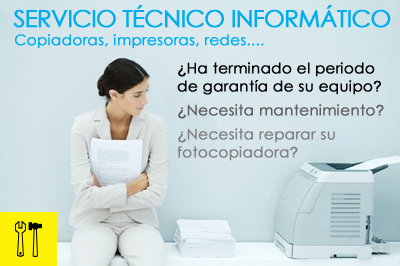SERVICIO TÉCNICO DE COPIADORAS. ¿Ha terminado el periodo de garantía de su equipo? ¿Necesita mantenimiento? ¿Necesita reparar su fotocopiadora? Nuestros técnicos pueden ayudarle, solamente póngase en contacto con nosotros y le informaremos de nuestros planes de mantenimiento >